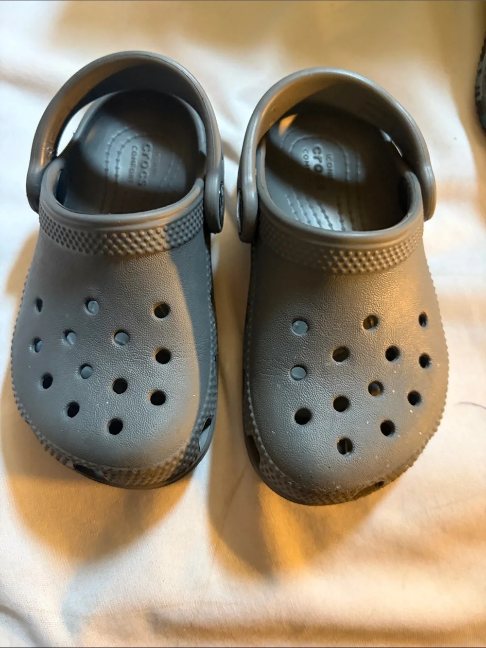 CROCS Kids' Two-Pair Set — Gray and Black with Multicolor Dino Accents